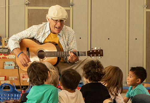 grampa clyde sings with the kids